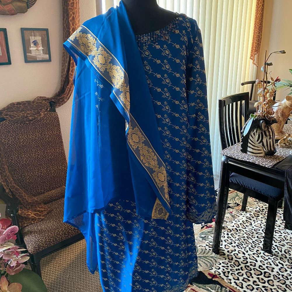 SARI STYLE HANDMADE DRESS WITH MATCHING SCARF
